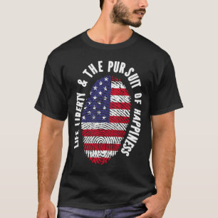 Camiseta Patriótico EUA DNA Vida Liberdade e Perseguição da