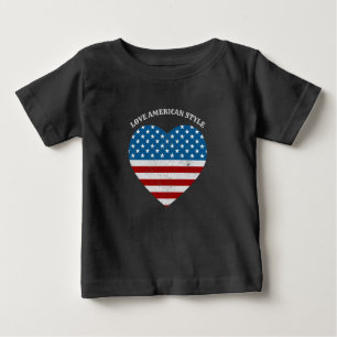Camiseta Patriótico EUA Flag Heart Love American Style na 