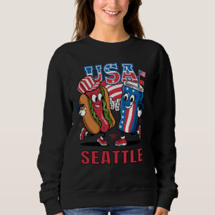 Camiseta Patriótico EUA Seattle Hot Dog e Soda