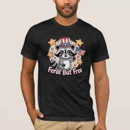 Camiseta Patriótico Feral Mas Livre Raccoon 4 de julho