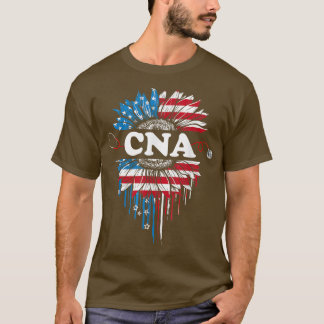 Camiseta Patriótico Girassol EUA Bandeira CNA Stethoscope 4