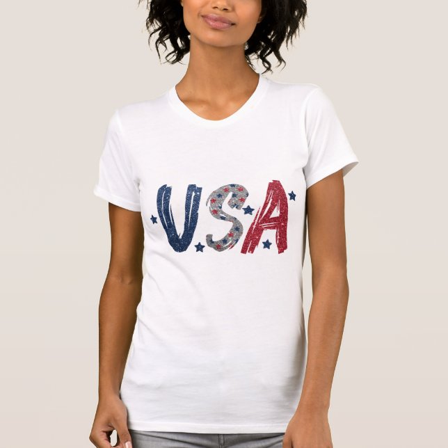 Camiseta Patriótico Glitter EUA (Frente)