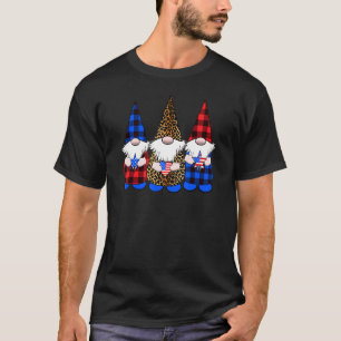 Camiseta Patriótico Gnomos Americano Bandeira Vermelha Azul