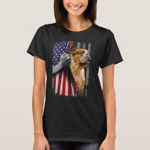Camiseta Patriótico Inglês Buldogue Americano Flag Dog Men