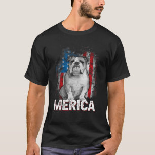 Camiseta Patriótico Inglês Buldogue Americano Flag Dog Vi