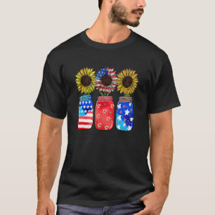 Camiseta Patriótico Jar Sunflower American Flag Engraçado 4