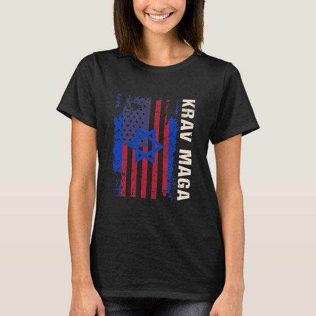 Camiseta Patriótico Krav Maga Us Flag Israelense (Frente)