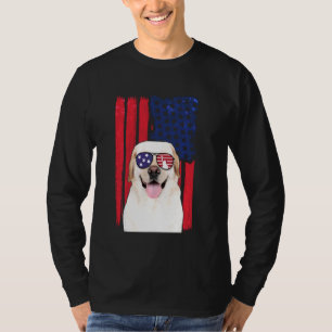 Camiseta Patriótico Labrador Cão 4 De Julho Americano Fl