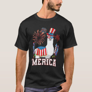 Camiseta Patriótico Llama Merica Funny 4 de julho fogos de 