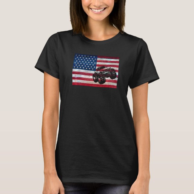 Camiseta Patriótico Monster Truck American Flag Racing Usa (Frente)