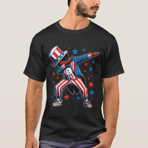 Camiseta Patriótico Negra Dabbing Boy 4 De Julho Americano