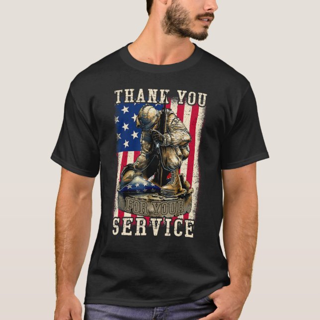 Camiseta Patriótico Obrigado pelo seu Memorial Veterano de  (Frente)