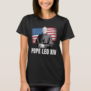 Camiseta Patriótico Papa Leo Xiv Igreja Católica Americana 