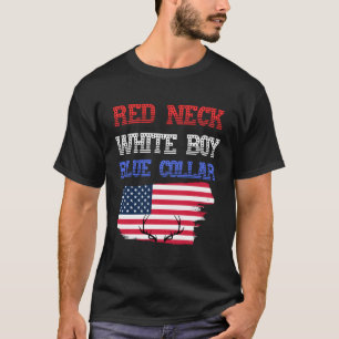 Camiseta Patriótico Pescoço Vermelho Branco E Colar Azul 4 