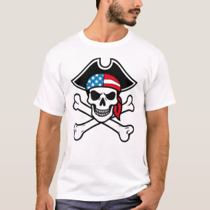 Camiseta Patriótico Pirata 4 de julho Bandeira Americana