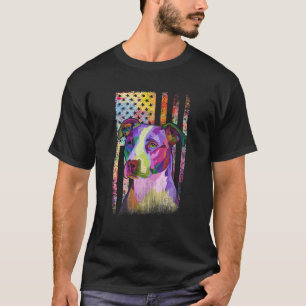 Camiseta Patriótico Pitbull Terrier American Flag Pop