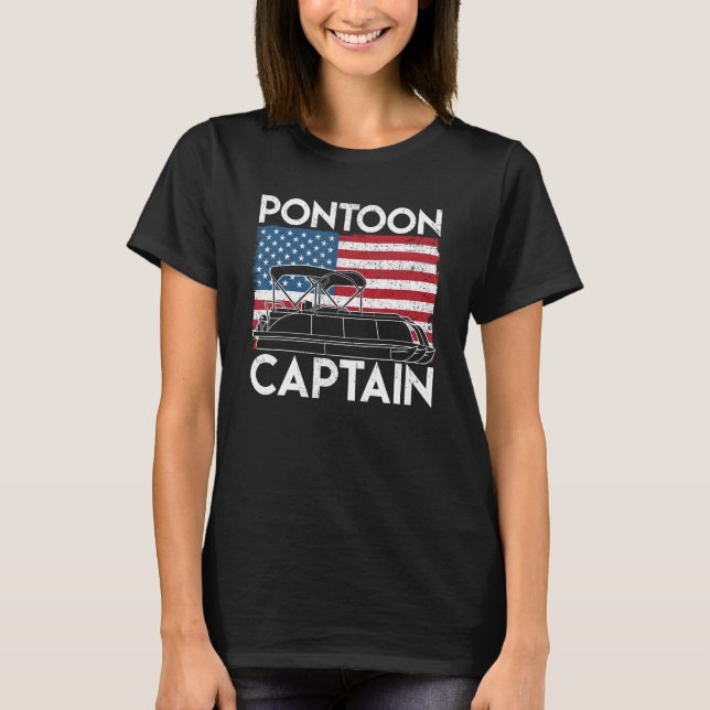 Camiseta Patriótico Pontoon Capitão Americano Bandeira Funn (Frente)