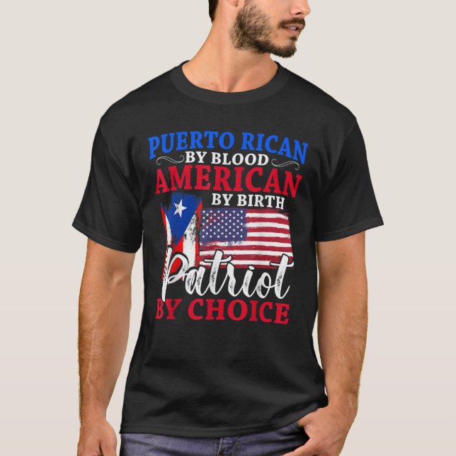 Camiseta Patriótico Porto Rico Por Sangue Americano Por Nas (Frente)