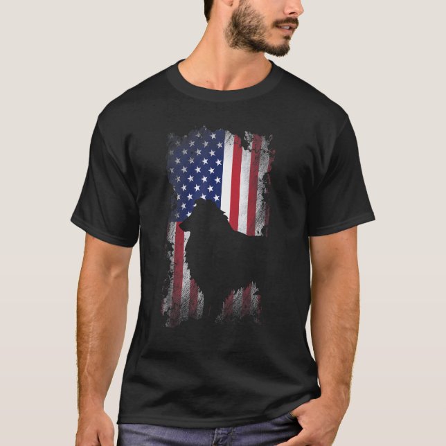 Camiseta Patriótico Shetland Sheepdog American Flag Legal o (Frente)