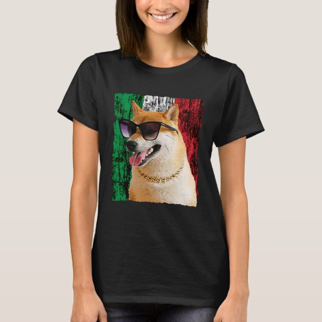 Camiseta Patriótico Shiba Inu Itália Bandeira Italiana Shib (Frente)