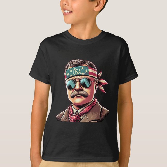 Camiseta Patriótico Theodore Roosevelt 4 De Julho Usa Ameri (Frente)