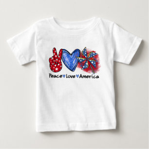 CAMISETA PATRIÓTICO VERMELHO BRANCO AZUL PAZ AMOR AMÉRICA
