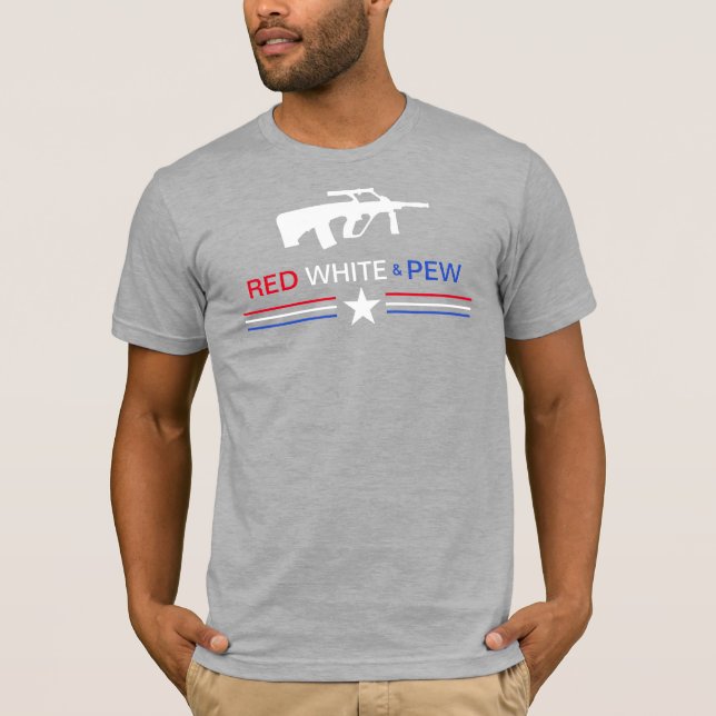 Camiseta Patriótico Vermelho Branco e Pew (Frente)