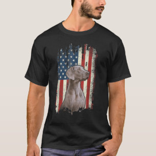 Camiseta Patriótico Weimaraner Americano Bandeira Homens Mu