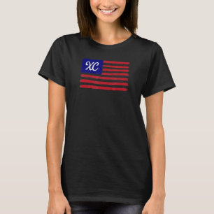 Camiseta Patriótico XC Cross Country Running American Flag 