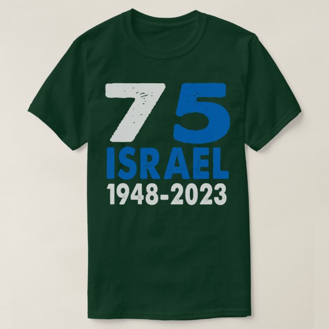 Camiseta PatrioticPride 75.º Aniversário Bandeira Israelita (Frente do Design)