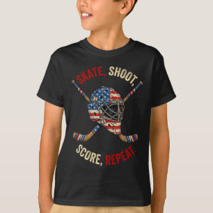 Camiseta Patriotismo Hóquei No Gelo Patins Disparar Pontuaç