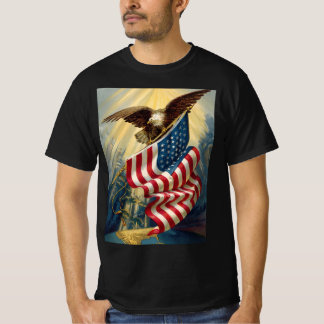 Camiseta Patriotismo Vintage, Águia Patriótica Bandeira Ame