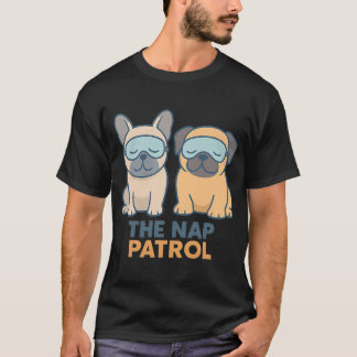 Camiseta Patrulha da Soneca Pug Adormecido e Bulldog Francê