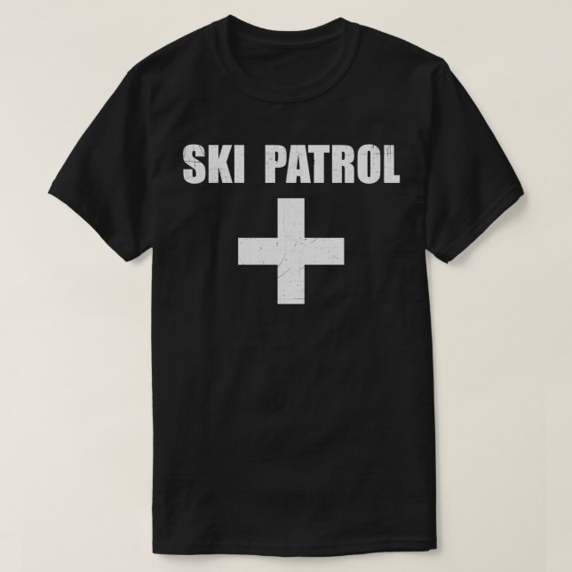 Camiseta Patrulha de Esqui de primeiros socorros (Frente do Design)