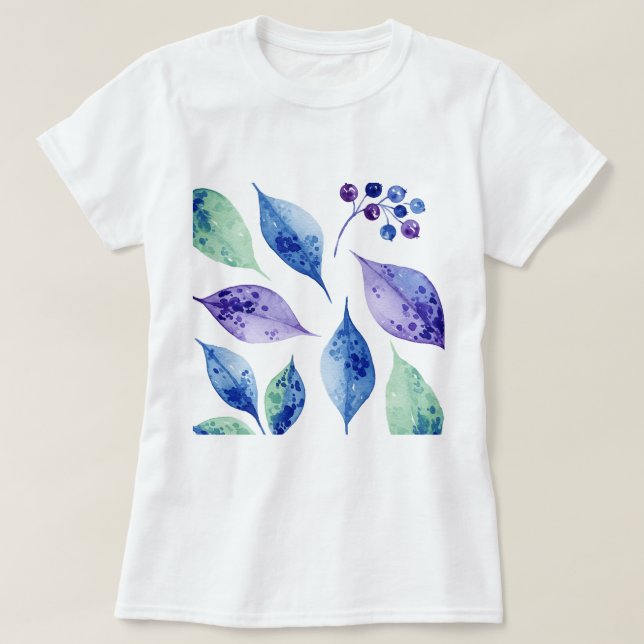 Camiseta  Pattern of leaves and berries  (Frente do Design)