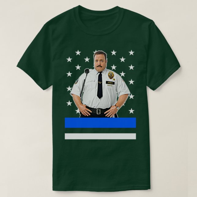 Camiseta Paul Blart Mall Cop Espesso Linha Azul (Frente do Design)