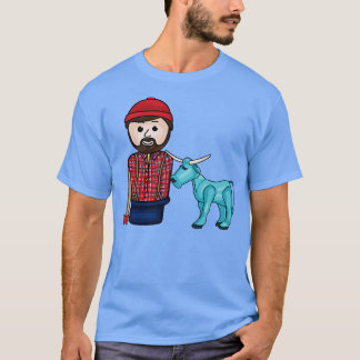 Camiseta Paul Bunyan e Babe o Ox Azul