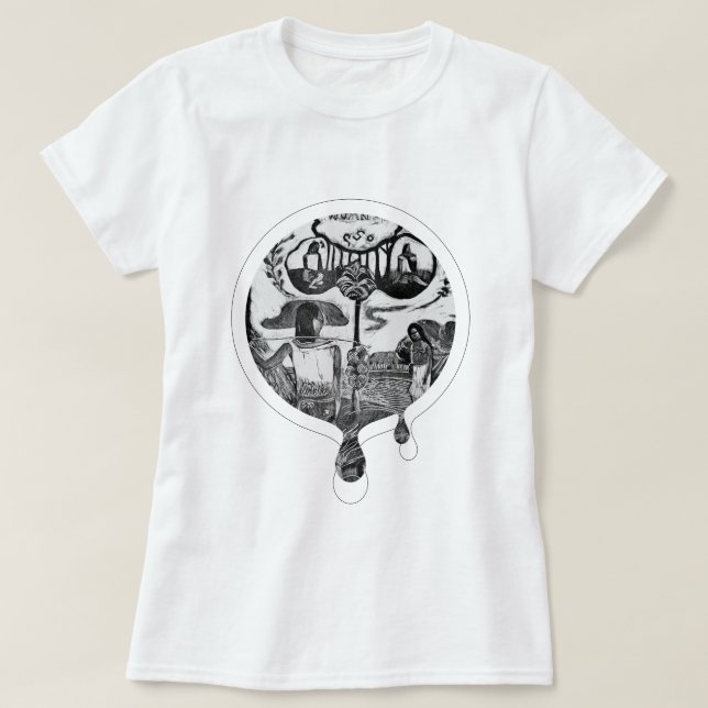 Camiseta Paul Gauguin-I Ouve-Te. Tahiti - bloco de madeira  (Frente do Design)
