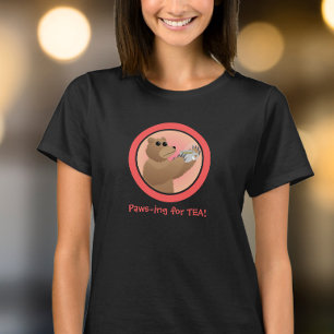 Camiseta Pausando para Chá Urso Fofo Chá da Manhã Trocadilh