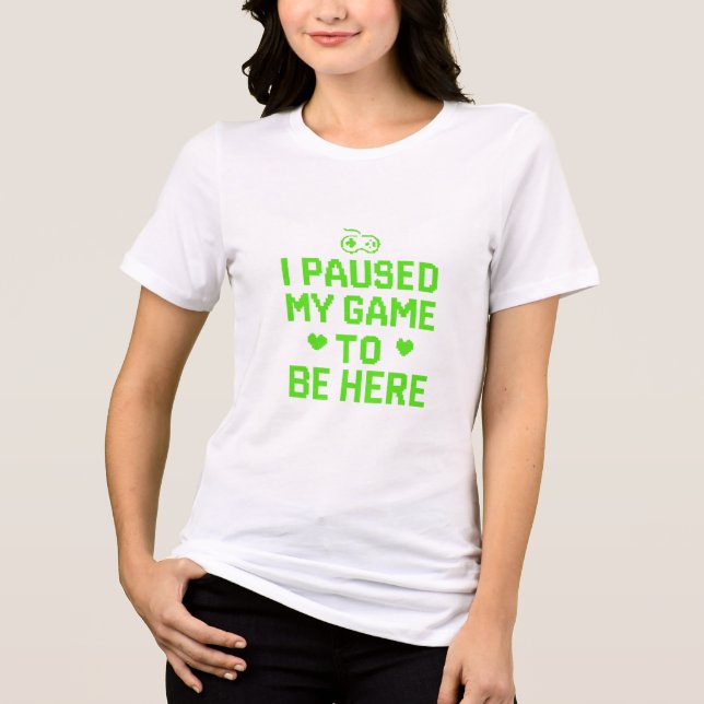 Camiseta Pausei Meu Jogo Arte Neon Pixel (Frente)