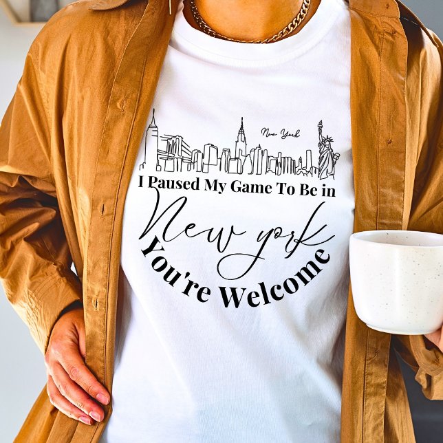 Camiseta Pausei meu jogo para estar em Nova Iorque. (Criador carregado)