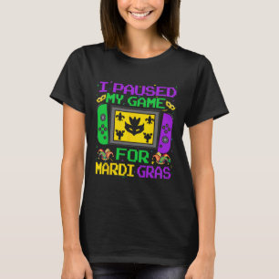Camiseta Pausei Meu Jogo Para O Jogo De Jogo Do Mardi Gras.