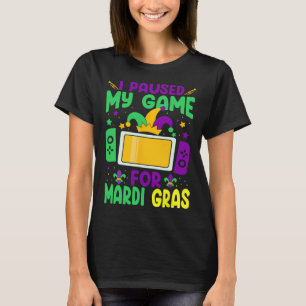 Camiseta Pausei Meu Jogo Para O Jogo Do Mardi Gras.