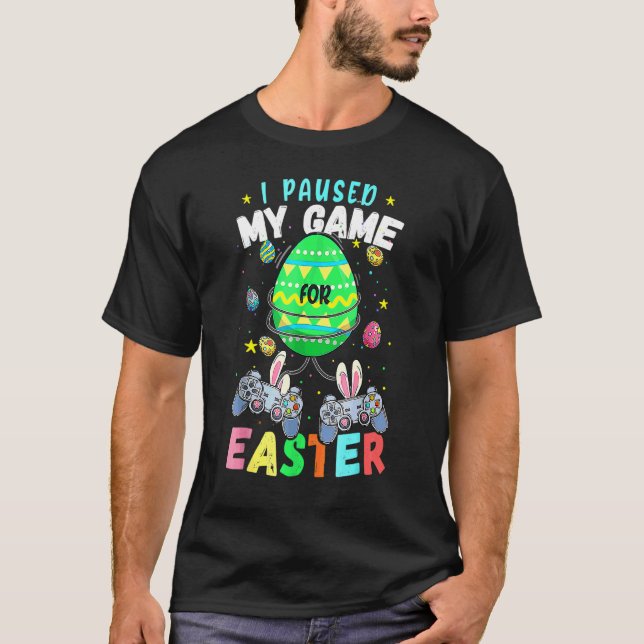 Camiseta Pausei Meu Jogo Para Páscoa Gamer Video Controller (Frente)