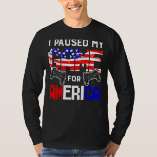 Camiseta Pausei Meu Jogo Pela Bandeira Americana No Dia 4 D