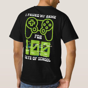 Camiseta Pausei meu jogo por 100 dias de videogame escolar