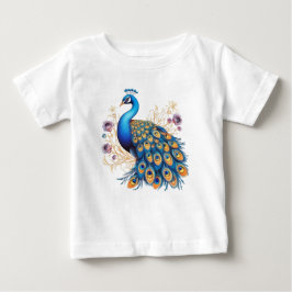 Camiseta Pavão Com Flores Roxas