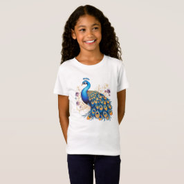 Camiseta Pavão Com Flores Roxas