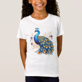 Camiseta Pavão Com Flores Roxas