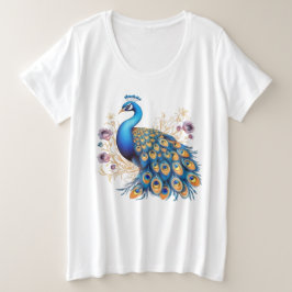 Camiseta Pavão Com Flores Roxas